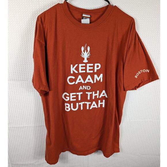 The Duck Co XL T-Shirt Boston Lobster Graphic Red Keep Caam Get Tha Buttah Funny - Picture 1 of 4